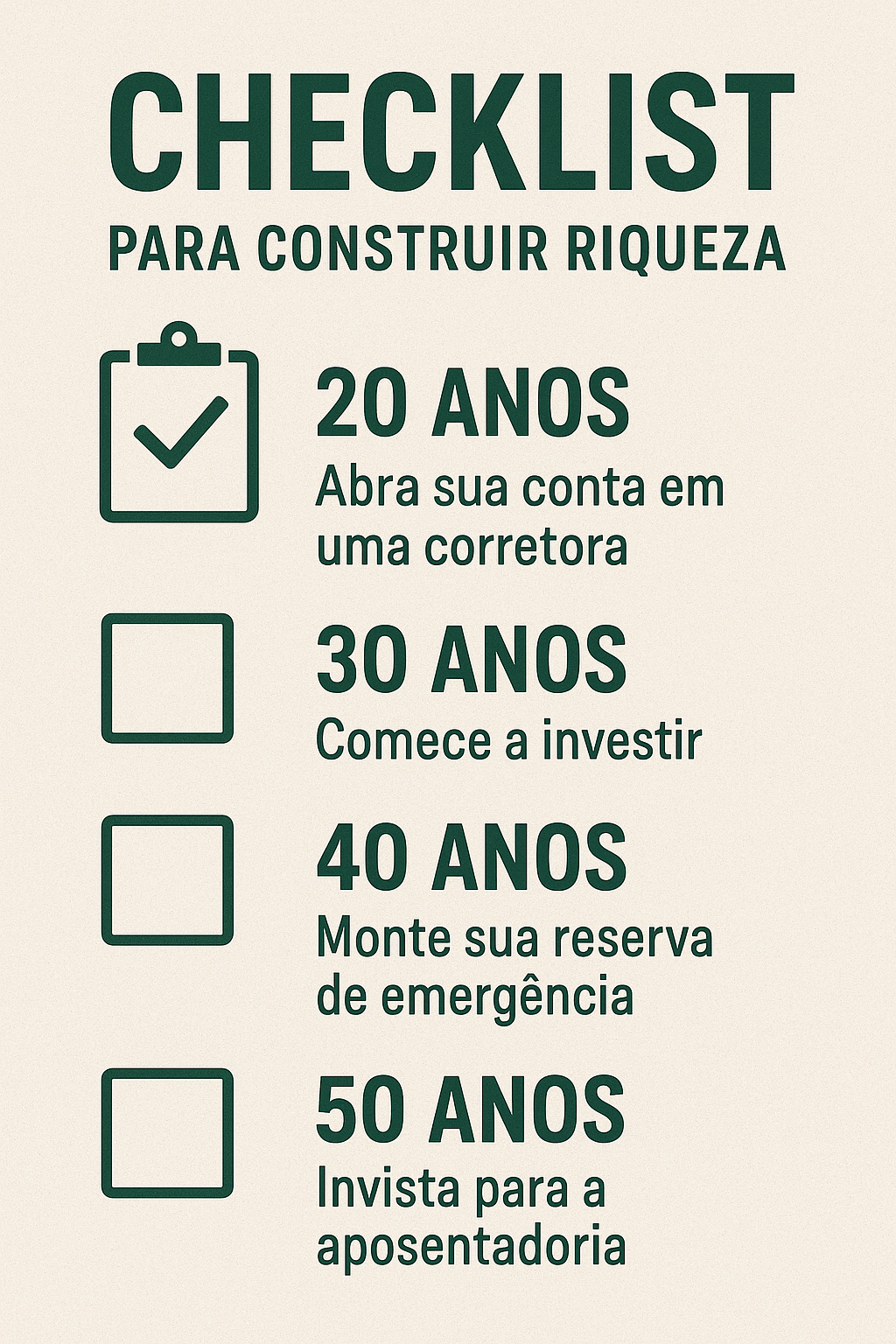 Checklist-de-Riqueza-por-Idade Passo a Passo para Construir Riqueza em Qualquer Idade