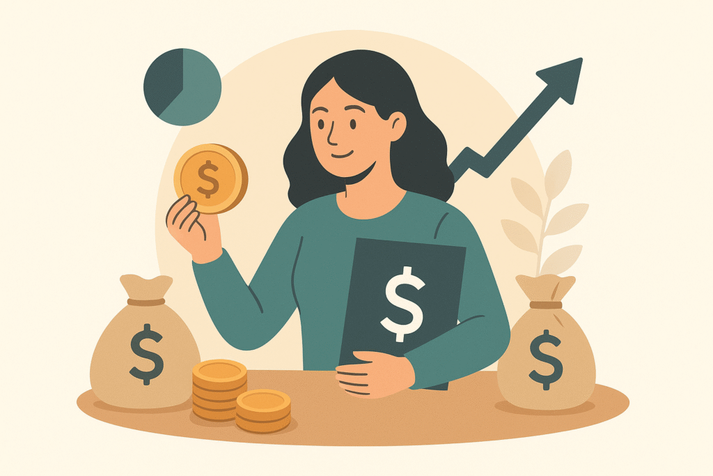 Mulher-com-simbolo-financeiro-e-flecha-1024x683 Como Aumentar Sua Renda Mesmo Sem Trocar de Emprego:
